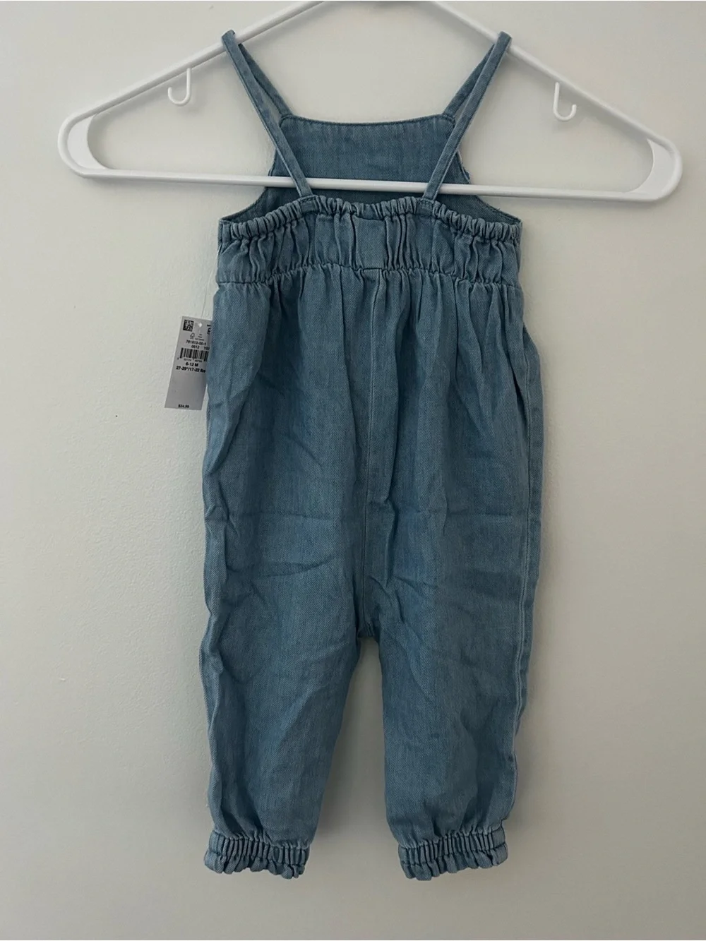 Light Blue Denim Overalls with Red & White Trim